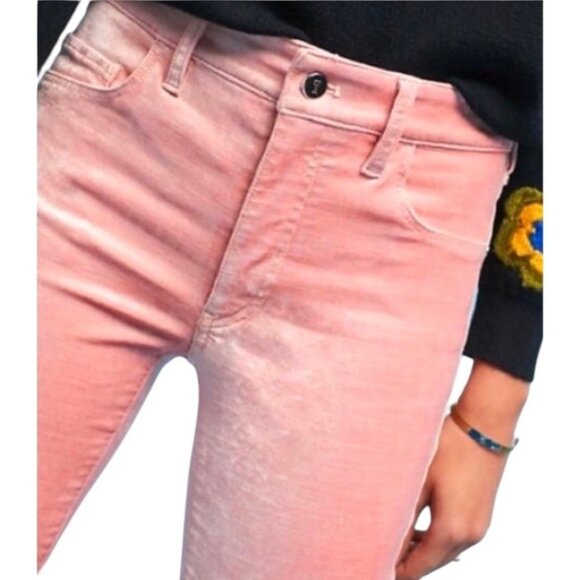 Pilcro and the Letterpress Denim - Pilcro And The Letterpress Crushed Pink Velvet High Rise Skinny Jeans Womens 32